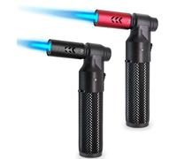 Zoocura Lot de 2 chalumeaux au butane - Rechargeable - Portable - Mini chalumeau réglable - Pour camping, grill, pâtisserie, soudure culinaire, cuisine, soudure, barbecue (combustible non inclus)
