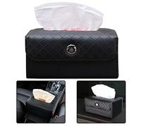 ZOOENIE Boîte à mouchoirs de luxe pour voiture en cuir PU avec porte-serviettes, housse pour boîte à mouchoirs, clip de serviette à accrocher sur l'appuie-tête du siège arrière