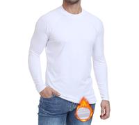 Zoofly Hauts Thermiques Homme Hiver T Shirt Thermolactyl Homme Sport Tee Shirt Manche Longue Homme sous Vetement Thermique Homme sous Pull Homme Travail Thermique Pull Blanc 3XL