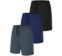 Zoofly Sport Shorts Hommes Séchage Rapide Pantalons Courts avec Poches Respirable Jogging Short Résilience Hommes Tennis Shorts Homme Lot Noir/Gris foncé/Navy 2XL