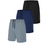 Zoofly Sport Shorts Hommes Séchage Rapide Pantalons Courts avec Poches Respirable Jogging Short Résilience Hommes Tennis Shorts Homme Lot Noir/Gris Clair/Navy 2XL