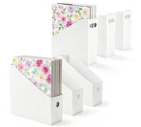 ZOOFOX Lot de 6 organiseurs de rangement pliables en plastique vertical pour scrapbooking, magazines, livres pour bureau et salle d'artisanat Blanc