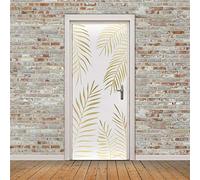 ZOOINB Stickers De Porte 3D Moderne Art Feuilles d'Or Artistiques 77X200Cm Auto-Adhésif Mural Poster PVC Autocollant Papier Peint pour Cuisine Salon Chambre Salle De Bain
