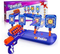 Zookao Cibles de tir numériques avec pistolet jouet, jouet pistolet Nerf avec score électronique réinitialisation automatique 4 cibles, jeux de tir pour garçons de 6, 7, 8, 9, 10 ans et plus