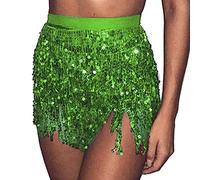 Zookey Paillettes Gland Jupe Danse du Ventre Jupe Rave Frange Hanche Écharpe Costume Danse Mini Wrap Jupes pour Femmes et Filles