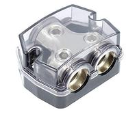 ZOOKOTO Bloc de distribution d'alimentation 1 x 0 GA entrée/2 x 0 GA, amplificateur audio de voiture 1 en 2 voies porte-fusible protecteur de circuit (2 voies)