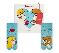 ZOOKSY - Chaussettes Amusantes pour Amoureux (2 Paires) | Chaussettes à Motifs d'Amour pour Couples | Homme & Femme | Chaussettes pour Couples I Femme blond foncé, homme blond clair I 41-46/41-46