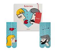 ZOOKSY - Chaussettes Amusantes pour Amoureux (2 Paires) | Chaussettes à Motifs d'Amour pour Couples | Homme & Femme | Chaussettes pour Couples I Femme blond clair, homme noir I 36-40/41-46