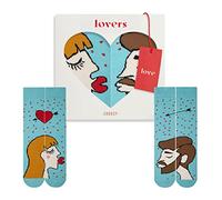 ZOOKSY - Chaussettes Amusantes pour Amoureux (2 Paires) | Chaussettes à Motifs d'Amour pour Couples | Homme & Femme | Chaussettes pour Couples I Femme blond foncé, homme brun I 41-46/36-40