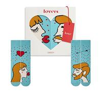 ZOOKSY - Chaussettes Amusantes pour Amoureux (2 Paires) | Chaussettes à Motifs d'Amour pour Couples | Homme & Femme | Chaussettes pour Couples I Femme blond foncé, homme blond foncé I 36-40/41-46