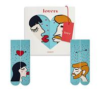 ZOOKSY - Chaussettes Amusantes pour Amoureux (2 Paires) | Chaussettes à Motifs d'Amour pour Couples | Homme & Femme | Chaussettes pour Couples I Femme noire, homme blond foncé I 36-40/36-40
