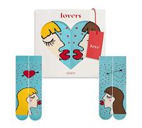 ZOOKSY - Chaussettes Amusantes pour Amoureux (2 Paires) | Chaussettes sur le Thème LGBT | Motif d'Amour Fantastique | Chaussettes Fierté LGBTQ I Femme blond clair, femme brune I 36-40/36-40