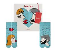 ZOOKSY - Chaussettes Amusantes pour Amoureux (2 Paires) | Motifs d'Amour pour Couples | Homme & Femme | Femme Blond Foncé, Homme Noir | 36-40/41-46