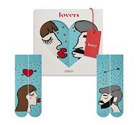 ZOOKSY - Chaussettes Amusantes pour Amoureux (2 Paires) | Motifs d'Amour pour Couples | Homme & Femme | Femme Brune, Homme Noir | 36-40/41-46