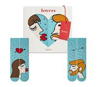 ZOOKSY - Chaussettes Amusantes pour Amoureux (2 Paires) | Motifs d'Amour pour Couples | Homme & Femme | Femme Brune, Homme Blond Foncé | 36-40/41-46