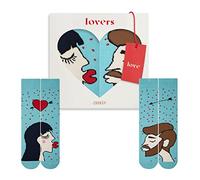 ZOOKSY - Chaussettes Amusantes pour Amoureux (2 Paires) | Motifs d'Amour pour Couples | Homme & Femme | Femme Noire, Homme Brun | 36-40/41-46