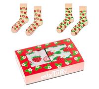 ZOOKSY - Chaussettes d'été colorées pour hommes femmes 2 paires MixTury I Dans une boîte parfaite pour être offerte I Chaussettes longues en coton I Fraise I 41-46