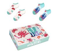 ZOOKSY - Chaussettes d'été colorées pour hommes femmes 2 paires MixTury I Dans une boîte parfaite pour être offerte I Chaussettes longues en coton I Trésors De La Mer I 41-46