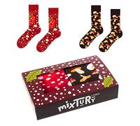 ZOOKSY - Chaussettes d'été colorées pour hommes femmes 2 paires MixTury I Dans une boîte parfaite pour être offerte I Chaussettes longues en coton I Champignons I 36-40