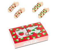 ZOOKSY - Chaussettes d'été colorées pour hommes femmes 2 paires MixTury I Dans une boîte parfaite pour être offerte I Chaussettes longues en coton I Fraise I 41-46