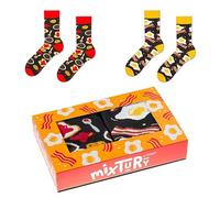 ZOOKSY - Chaussettes d'été colorées pour hommes femmes 2 paires MixTury I Dans une boîte parfaite pour être offerte I Chaussettes longues en coton I Petit Dejeuner I 36-40