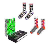 ZOOKSY Chaussettes Fluorescentes, Design Rave Années '90, Néon UV, Coton OEKO TEX, Vert Lumineux, Set de 2 Paires, 41-46, Love & Respect