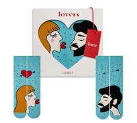 ZOOKSY Lot de chaussettes colorées pour couples - Cadeau de Saint-Valentin - Chaussettes personnalisées pour femmes et hommes dans les tailles 36-40 et 41-46, Femme blond foncé, homme aux cheveux