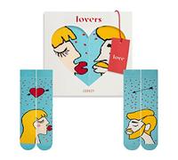 ZOOKSY Lot de chaussettes colorées pour couples - Cadeau de Saint-Valentin - Chaussettes personnalisées pour femmes et hommes dans les tailles 36-40 et 41-46, Blond clair féminin, blond clair mâle (36