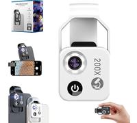 Zoom à grossissement 200x, Accessoires de caméra Microscope numérique Poche orables, avec Objectif cpl/lumière LED, téléphone pour Smartphone cellulaire LED(Blanc)