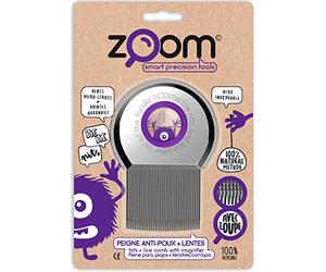 ZOOM Peigne anti-poux et lentes en acier trempé inoxydable, avec loupe. Méthode alternative100% naturelle, pour toute la famille