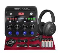 Zoom PodTrak P4next Enregistreur de podcast, enregistrement audio multipiste portable avec 4 entrées micro, comprend 64 Go MicroSD, câble XLR, casque, trépied de table pour entretiens et