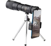 Zoom Super téléobjectif Professionnel 4K 10-300 x 40 mm, télescope monoculaire pour l'observation des Oiseaux, Le Camping, la randonnée (avec trépied et Clip argentés)