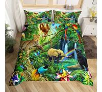 Zoom Thème Housse de Couette Léopard Éléphant Singe Oiseau Parure de Lit 220x240cm Papillon Serpent Botanique Ensembles de Housse de Couette pour Enfants Chambre Décor Avec 2 Taie d'oreiller