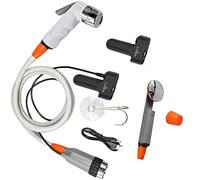 Zooma Douche d'extérieur, douche de camping, douche mobile, connecteur de pommeau de douche de camping, douche de camping avec pompe submersible (Gris-2 batteries, taille unique)
