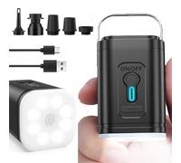 Zooma Pompe à Air Électrique avec Lampe de Camping, Pompe à Batterie Portable Extension Mini Pompe à Air Multifonction avec 5 Buses d'air pour Matelas Gonflables, Canapé, Piscine à Coussin d'air...