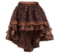 Zooma Sexy Femmes Gothique Vintage Jupe Dentelle Costume Steampunk Corset Robe, Couleur Café2, 2XL