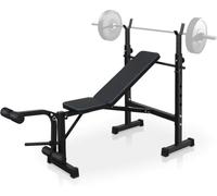 ZoomBuggy Banc De Musculation Pliable Réglable, Support Barre | Rack à squats, Pupitre à biceps + développeur de jambes, Incliné/décliné/plat, acier stable