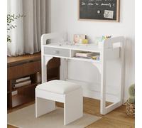 ZoomBuggy Bureau Enfant avec Chaise 3-8 Ans, Ensemble Table d'Étude en Bois Réglable avec Rangement Tissu, Tiroir Et Étagères, Bureau Ergonomique pour Garçon Et Fille, Idéal Chambre Et Salle d'Étude