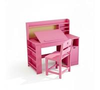 ZoomBuggy Ensemble Bureau Et Chaise en Bois pour Enfants, Bureau Et Chaise Réglables pour Enfants, Plateau Inclinable De 0~70°, Ergonomique Et avec Espace De Rangement, pour Chambre d'enfants