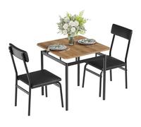ZoomBuggy Ensemble Salle à Manger 3 pièces Compact - Table en Bois et 2 chaises PU, Cadre métal Moderne - Idéal Cuisine, Salle à Manger, Studio, Style Industriel - Coloris Marron/Noir/Gris
