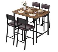 ZoomBuggy Ensemble Table Haute Compacte 4 Personnes, Repose-Pieds | Structure stable avec protections d’angle, manque d’espace logement, 4 tabourets rembourrés confortables, appartement