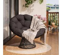 ZoomBuggy Fauteuil Papasan Pivotant 360° en Rotin, Coussin Épais Imperméable 15 Cm, Structure Acier Résistante Charge 158 Kg, Fauteuil Cocon Intérieur Et Extérieur pour Salon, Chambre, Jardin, Balcon