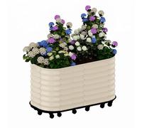 ZoomBuggy Jardinière Surélevée Mobile Potager Surélevé Bac Potager Lit De Jardin Surélevé Acier Galvanisé 0,6mm Antirouille Réservoir d’Eau Auto-Irrigation roulettes Verrouillables 195x60x50cm