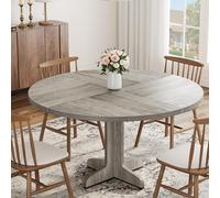 ZoomBuggy Table à manger ronde 120 cm pour 4 personnes - Table de cuisine rustique avec pied en croix en métal et aspect bois massif - Ensemble de salle à manger stable pour salon, cuisine ou salle à