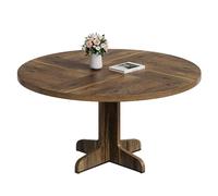 ZoomBuggy Table à Manger Ronde en Bois pour Quatre Personnes avec Pieds Incurvés, Patins Réglables, Adaptée pour La Salle à Manger Et La Cuisine, Plateau épaissi, Pieds Renforcés
