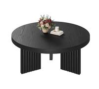 ZoomBuggy Table Basse Ronde 85 cm, Pieds Cannelés Élégants, Plateau Épais Effet Bois, Style Vintage Moderne Scandinave, Idéale pour Salon, Petits Espaces, Montage Facile