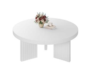 ZoomBuggy Table Basse Ronde 85 cm, Pieds Cannelés Élégants, Plateau Épais Effet Bois, Style Vintage Moderne Scandinave, Idéale pour Salon, Petits Espaces, Montage Facile