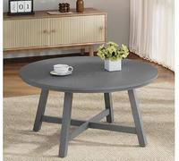 ZoomBuggy Table Basse Ronde Bois, pour Salon, Base Robuste, Industriel | Style Rustique, Plateau Spacieux 91 Cm Diamètre, Pieds Nivellement Réglables, Pour Bureau Et Appartement