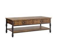 ZoomBuggy Table Basse Salon Avec Tiroirs, Table à Café Vintage Rangement, Table Basse Rectangulaire En Bois 104 cm, Meuble Rétro Industriel Métal, Grand Espace De Rangement, Facile à Monter