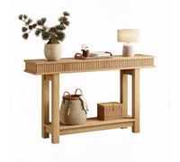 ZoomBuggy Table Console d’Entrée Style Farmhous à Panneaux Cannelés | Étroite rectangulaire 2 Niveaux En Bois, Étagère De Rangement